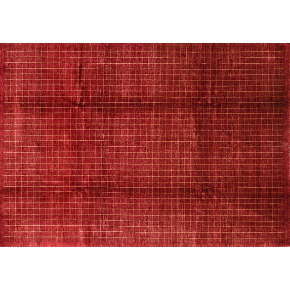 Ahgly Company Indoor Rectangle Contemporary Red Abstract Area Rugs, 7' x 9'