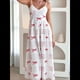 thumbnail image 4 of Vestido Bohemio de Verano 2025 para Mujer, Sin Mangas, con Estampado Floral y Fruncido Rojo XL, 4 of 8
