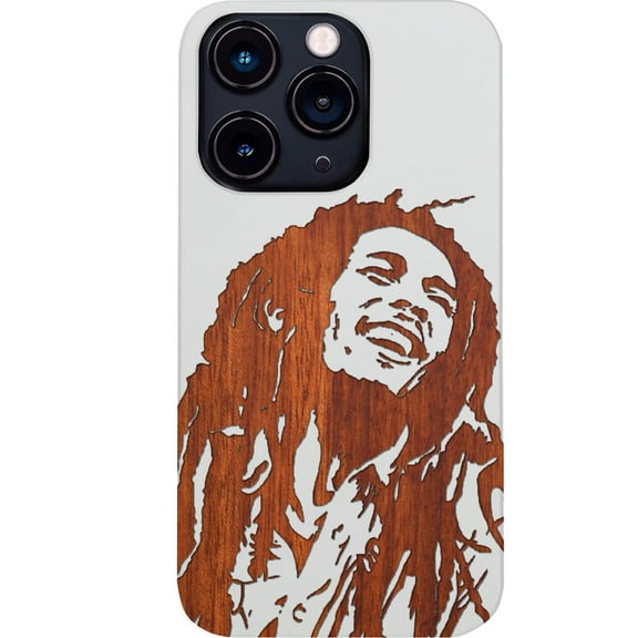 Bob Marley 1 - Engraved Wooden Phone Case for iPhone 15 Pro, Color: White
