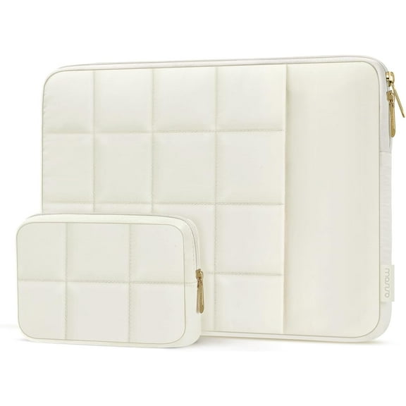 MOSISO 13-14 inch Laptop Case, 13.3 inch Puffy Laptop Sleeve Compatible with MacBook Air/Pro 13 inch, Compatible with MacBook Pro 14, Twelve Square Quilted Bag with Vertical Pocket&Small Case