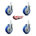 thumbnail image 2 of 5 Inch Blue Polyurethane Wheel Swivel 7/8 Inch Square Stem Caster Set SCC, 2 of 2