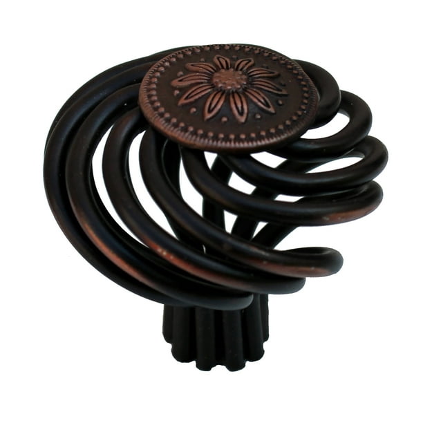GlideRite 1.5 in. Flower Birdcage Knobs, Rustic Bronze, Pack of