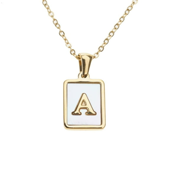 Ciwanning Unique Square Card Letter Necklace Punk Style Jewelry Stainless Steel Chain Necklace Suitable for Daily Wear and Parties