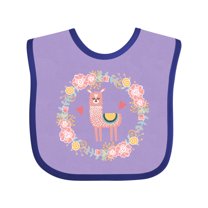 Inktastic Llama Rose Flower Wreath Girls Baby Bib