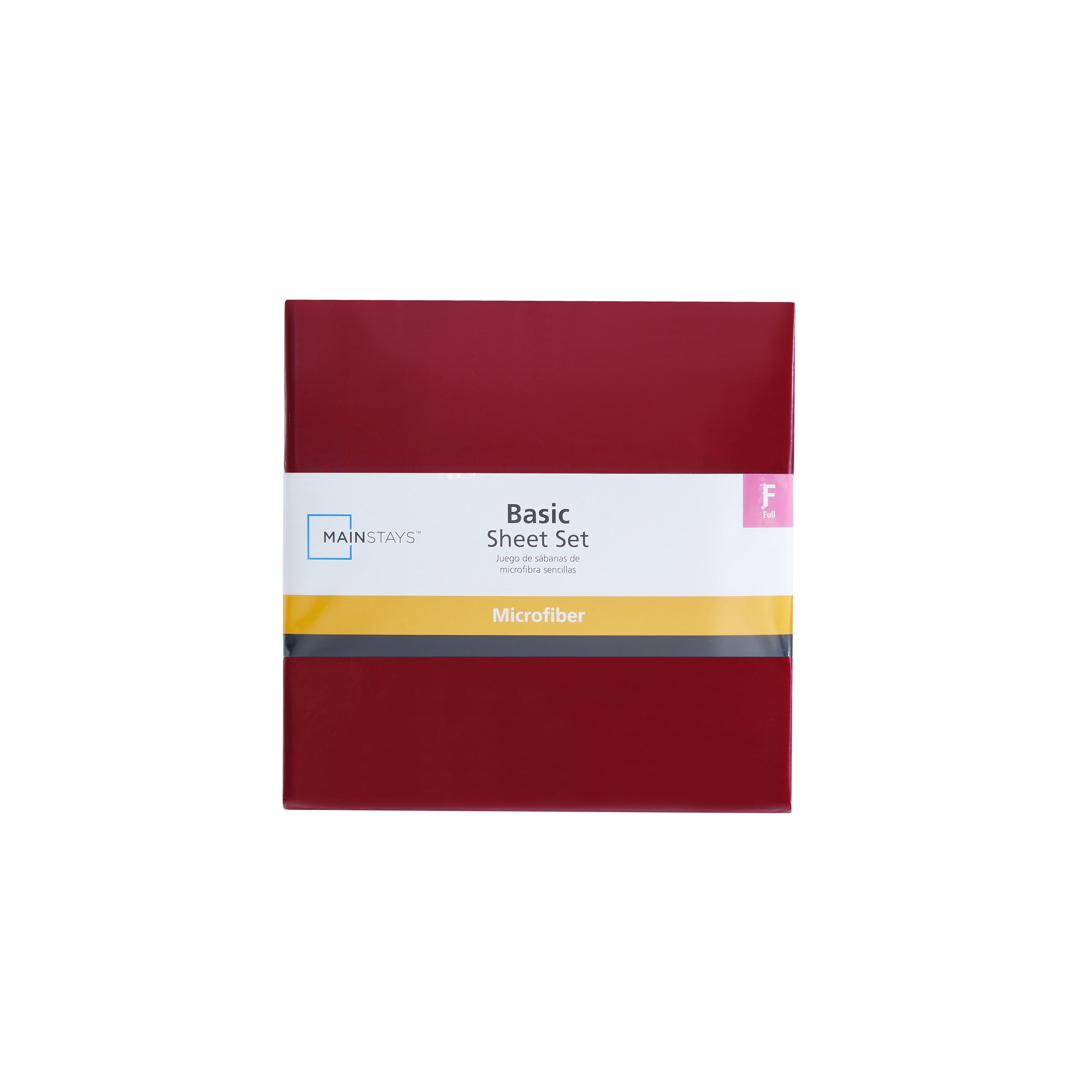 Mainstays Basic Value Microfiber Bed Sheet Set, Red Sedona, Full, 4 Piece