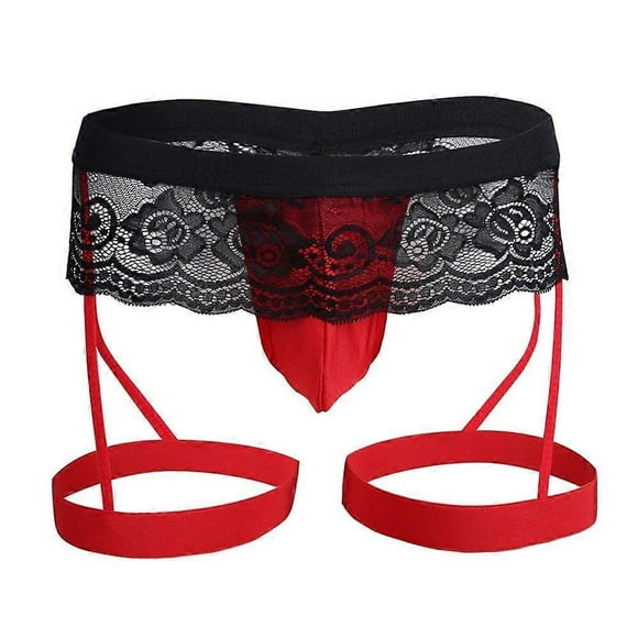 Men's Lace Thong Enhancing Briefs Pockets Underwear Bikini Fishnet Stockings Lingerie