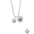 thumbnail image 2 of Delight Jewelry Silvertone 3-D Present Box with Bow and Crystal Silvertone Script Initial Disc - U - Charm Necklace, 20"+3", 2 of 4