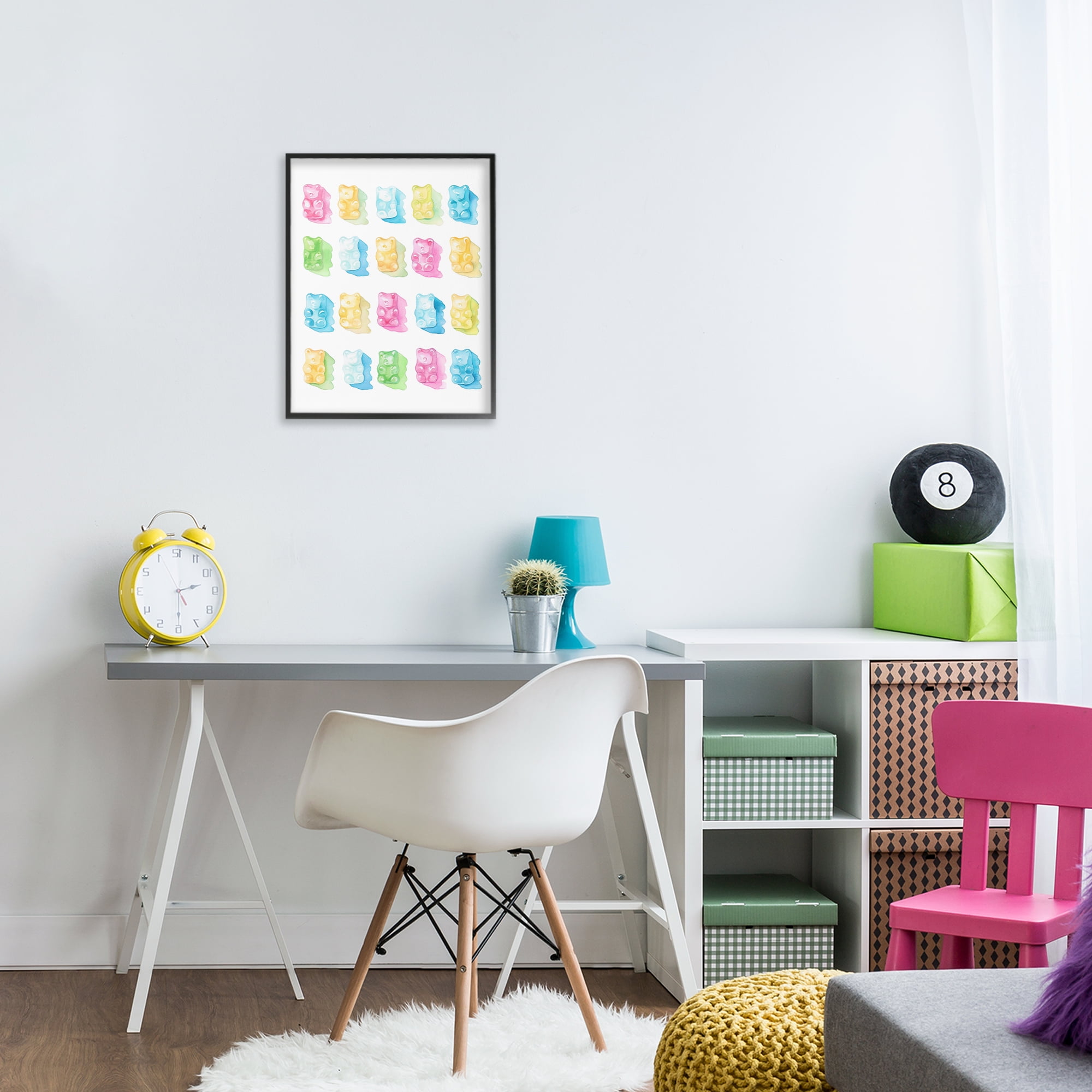 Pastel Candy Bears Collection Black Framed Giclee Art, design by Lil' Rue