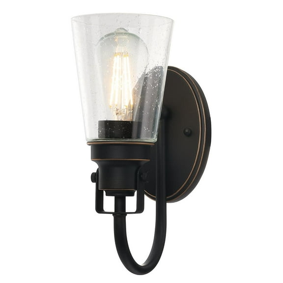 Westinghouse Ashton 1 Light Wall Fixture Oil Rubbed Bronze Finish with Highlights Clear Seeded Glass