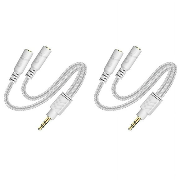 2X Headphone Splitter, AUX Splitter Cable for Headset Knitted 3.5mm Splitter 2-Way Audio Splitter Stereo Audio Y Cable