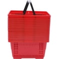 thumbnail image 2 of 12PCs Shopping Baskets, 18L Plastic Shopping Baskets with Handles, Store Baskets with Durable Material Used for Supermarket, Retail, Bookstore, 43x30x23cm/17x12x9inch, Capacity: 10kg/22lbs (Red), 2 of 18