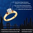 thumbnail image 2 of Gem Stone King 18K Yellow Gold Plated Silver Lab Grown Diamond and Red Garnet Engagement Ring for Women | 0.88 Cttw | Round 6MM | Gemstone April Birthstone | Size 9, 2 of 6
