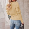 thumbnail image 4 of Suéter de punto con cuello redondo para mujer, suéter Jacquard con manga de cordero y cuello redondo para mujer, para otoño e invierno, amarillo pálido XL, 4 of 6