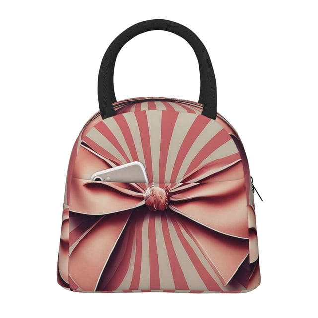 Disketp Retro Bow Bolsa Térmica para Almuerzo, Lonchera con Abertura Amplia y Gran Capacidad, Organizador Reutilizable para Mujeres, Hombres y Adultos