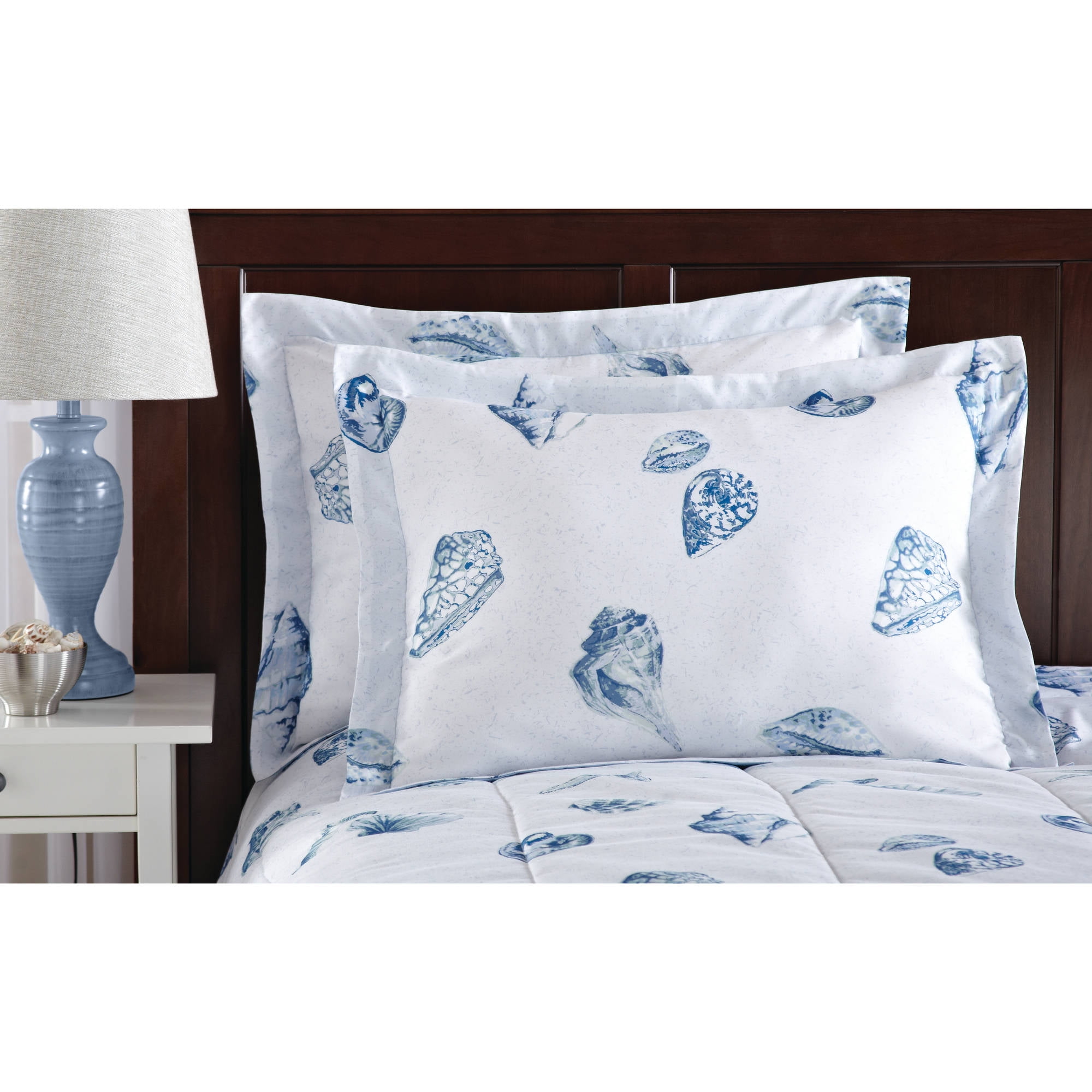 Full Size Coastal Nautical Seashell Blue Bed in a Bag Comforter Bedding ...