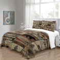 thumbnail image 4 of LAICAIW Ensemble 3 Pcs Ensemble 3 Pcs sur Lit Ensemble de Literie Courtepointe Style Chalet - Parcelle Faune - Ensemble de Couette Réversible Style Cabane Rustique Campagnarde avec Coussin Décoratif, Brun Simple (173x218 cm), 4 of 7