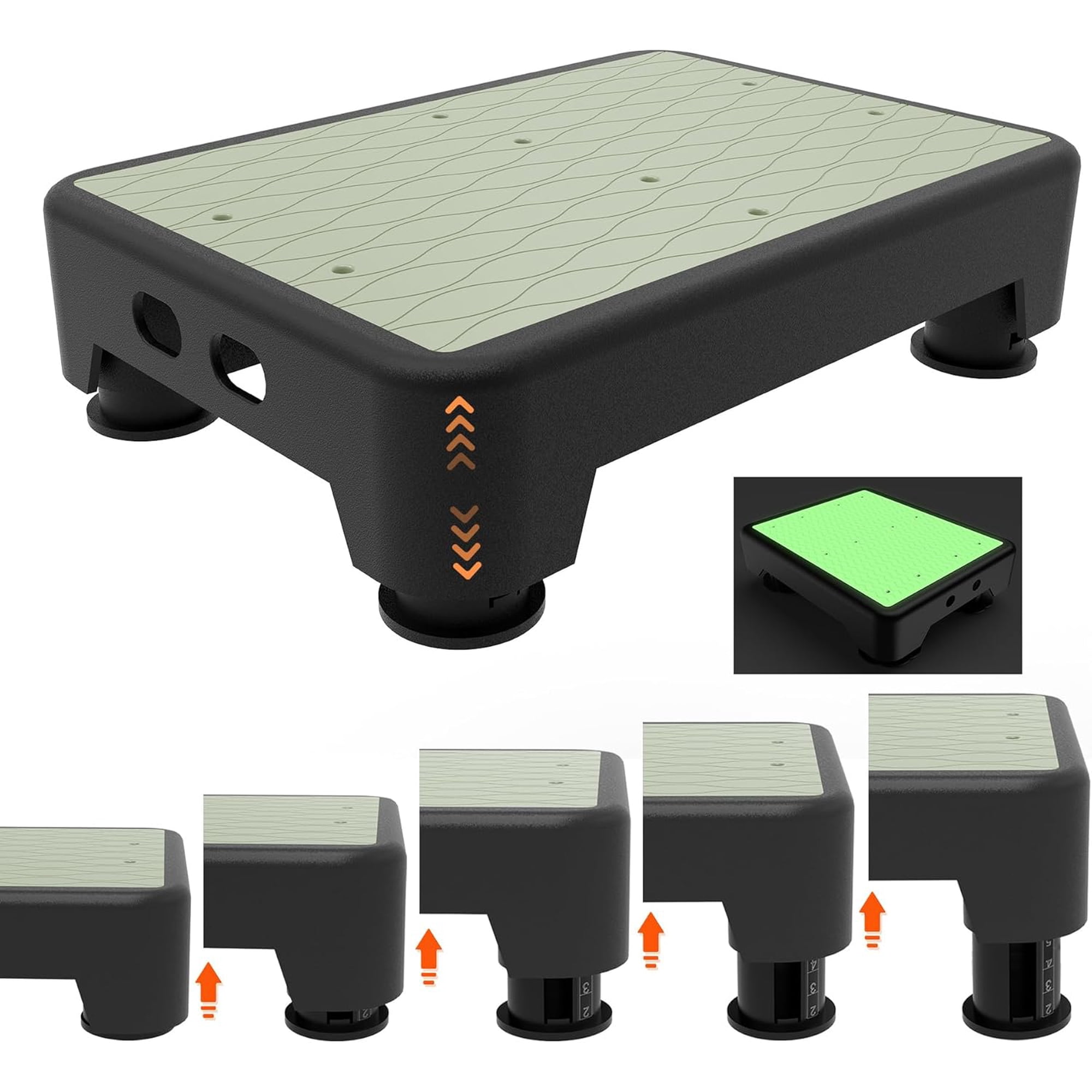 5-Level Adjustable Step Stool, Noctilucent Bedside Step, 700 LBS Capacity Safety Step Platform, Wide Step Stools Assistance at Night