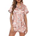 thumbnail image 2 of Pink Womens Halloween Polyester,Spandex Short Sleeve Pjs Two Piece Sleepwear Casual Lounge Sets With Pockets S, 2 of 4