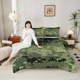 thumbnail image 4 of Homewish Camouflage Camo Boy 3 Pieces Queen Comforter Set,Abstract Geometric Ultra Soft Bedding Sets,Green Brown Orange Camo Bedding Comforter Set,Super Cozy Room Decor,Reversible, 4 of 8