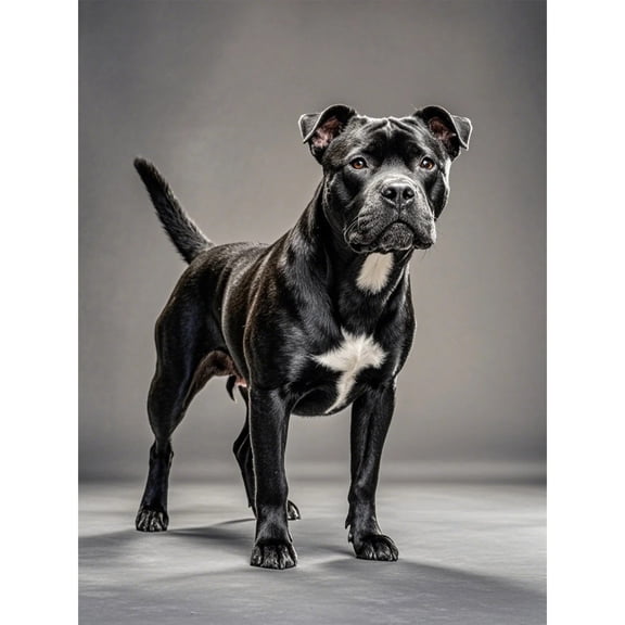 Black Staffordshire Bull Terrier Diamond Painting DIY Kits 5D Diamond Art Full Round Drill Crystal by Number Stitch Handmade Arts and Crafts for Home Wall Living Room Bedroom Decor 12x16 inch