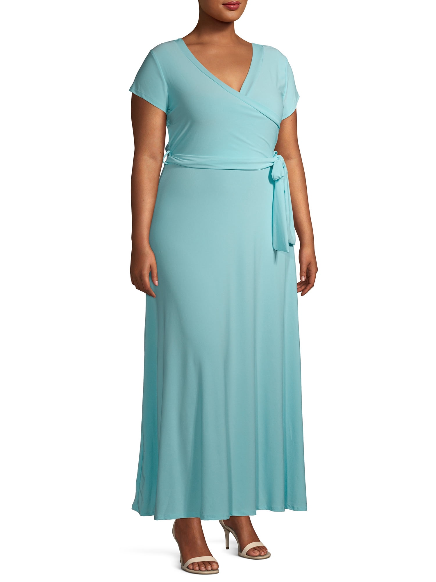 Ella Samani Women's Plus Size Short Sleeve Maxi Wrap Dress