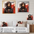 thumbnail image 4 of Designart "Rebellion Portrait of Punk Woman in Black and Red IV" Fashion Framed Wall Art Decor - Glam Black Fashion Illustration Entryway Framed Wall Art, 4 of 6