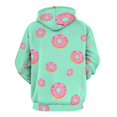 thumbnail image 3 of Pink Donuts Teal Background 3d Sweatshirts Hoodie Fashion Casual Personality Men's Women Street Hoodie Pullovers Long Sleeve Comfortable Top, 3 of 6