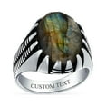 thumbnail image 5 of Bling Jewelry Mens Animal Claw Large Oval Labradorite Signet Ring Oxidized Silver Handmade Turkey, 5 of 5