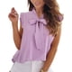 thumbnail image 1 of Blusa de punto con manga casquillo, elegante, informal, a la moda, con volantes y lazo atado, Top con manga casquillo para mujer, 1 of 6
