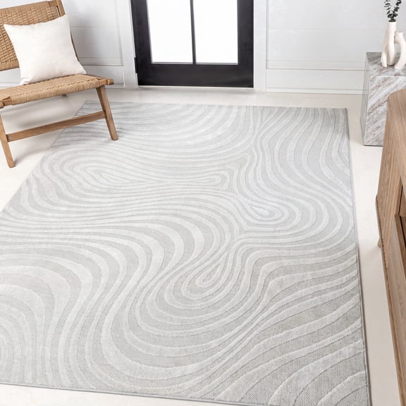 JONATHAN Y SCANDINAVIAN 5' x 8' Area Rug, Maribo Abstract Groovy Striped - Cream/Ivory, SCN103A-5