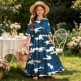 thumbnail image 7 of LJEFF Girls Dress with Pocket, Flowy Tiered Skirt 3/4 sleeves Camouflage Crew Neck Casual Dresses for Kids Blue Size 12 Years, 7 of 7