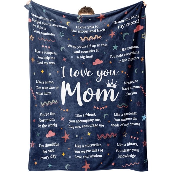 LHSHID Gifts for Mom from Daughter or Son Mom Birthday Gifts Blanket for Mom Mom Gifts for Mothers Day Christmas Thanksgiving I Love You Mom Gifts Fluffy Blanket 60x80in