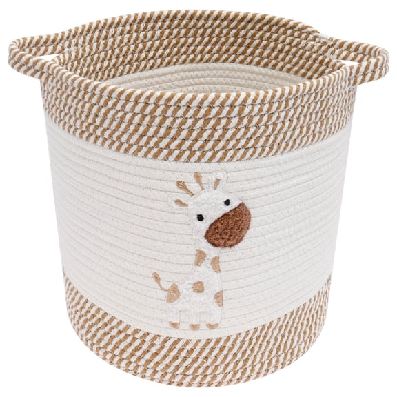 Nursery Clothes Hamper Basket 11 Inch Woven Cotton Rope Laundry Bin Baby Clothes Organizer with Handles Toy Storage Basket White Decor Basket