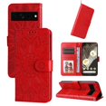 thumbnail image 1 of SaniMore for Google Pixel 7 Pro Wallet Case, Shockproof PU Leather Stand Cover with Card Slot Flip Kickstand Embossed Flower Magnetic Clasp Wrist Strap for Google Pixel 7 Pro, Red, 1 of 9