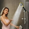 thumbnail image 5 of High Pressure Bathroom Faucet Shower Head, Space Aluminum Super Pressurized, Household Bath Shower, Four-Point Universal Interface, Removable Easy to Clean, Gold, 5 of 8