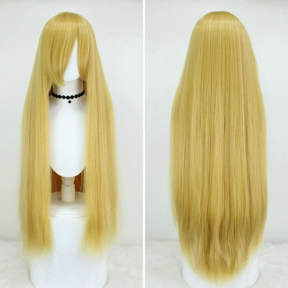 XmhyTop Women's 39" Long Straight Wig, Anime Fashion Style for Cosplay, Blonde