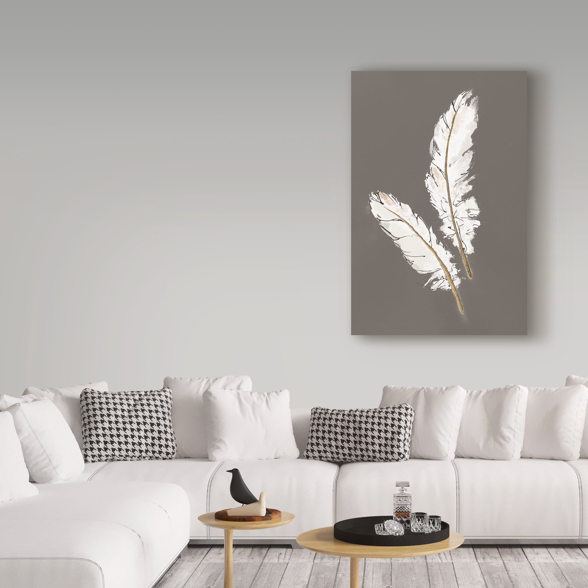 Trademark Fine Art 'Gold Feathers I on Grey' Canvas Art by Chris Paschke
