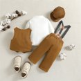 thumbnail image 5 of Kids Toddler Baby Boys Spring Autumn Print Long Sleeve Pants Romper Bodysuit Vest Hat Outfits 4PCS Children's Suit Clothes, 5 of 5