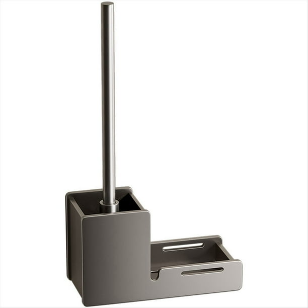 Soporte para Escobilla de Baño, Escobilla de Limpieza para Baño Montada en la Pared, Escobilla de Inodoro de Aluminio para Almacenamiento de Limpieza, Gris