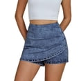 thumbnail image 5 of Jsaierl Women's Wrap-Front Denim Skort, High Waist Casual Jean Skirt-Shorts, Faux Wrap Style Skort for Everyday Wear, 5 of 6