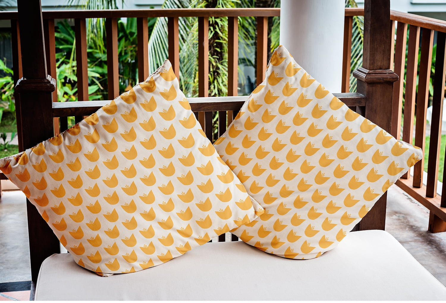 16"x16" Simply Daisy Simple Tulip Design Poly Indoor/Outdoor Pillow, Yellow Qty 1