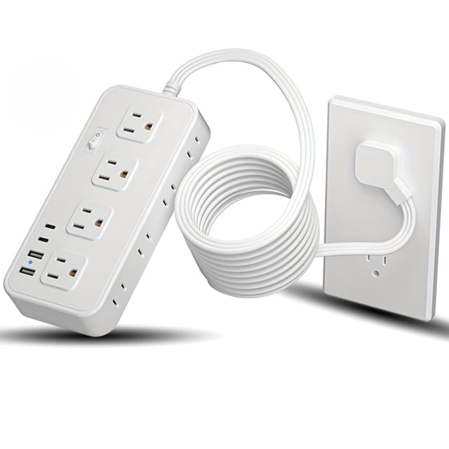 Multicontacto SSOUILI Multifunional Blanco con Protector de Sobretensión para Oficina en Casa