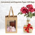 thumbnail image 3 of 50 bolsas de regalo de papel con ventana transparente, bolsas de regalo de papel marrón, bolsas de compras Kraft de 7,1 x 5,1 x 9,8 pulgadas con asas para fiestas de festivales presentes, 3 of 6
