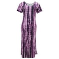 thumbnail image 4 of ICHUANYI Clearance Fashion Casual Women Tie-Dye Print V-Neck Short Sleeve Split Summer Long Dress(Purple, XXL) ICHUANYI WER2023081117551, 4 of 4