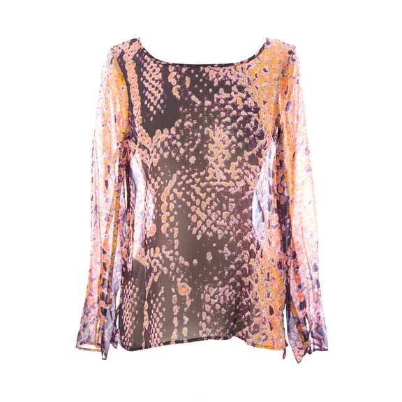 Rebecca Minkoff Women's Sheer Silk Leah Top Sz 0 Mustard Multi