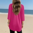 thumbnail image 6 of Duoif Shirts for Women, Womens Tunics to Wear with Leggings Summer 3/4 Length Sleeve V Neck Tshirts with Pockets Long Blouses Casual Womens Tops Hot Pink XXXL, 6 of 6