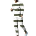 thumbnail image 2 of Wavsuf Men's Sweatsuits Set 2 piece Jogger Set for Men Tight Stripe Shirt Sweatshirt and Sweatpants Army Green Size M, 2 of 7