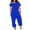 Blue, variant on Women's Casual Loose Linen Overalls Jumpsuits Wide Leg Short Sleeve Off Shoulder Rompers Solid Color Long Pant Jumpsuit with Pockets 2024, Black, L