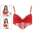 thumbnail image 1 of Sujetador de danza del vientre para mujer Hugo Traje de danza del vientre Lentejuelas Borla Fringe Bra Tops Rojo, 1 of 10