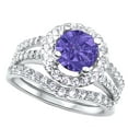thumbnail image 2 of LaRaso Co His Her CZ Wedding Ring Set 3 PCS TRIO Amethyst CZ Silver Titanium Couples Bands 7/12, 2 of 6
